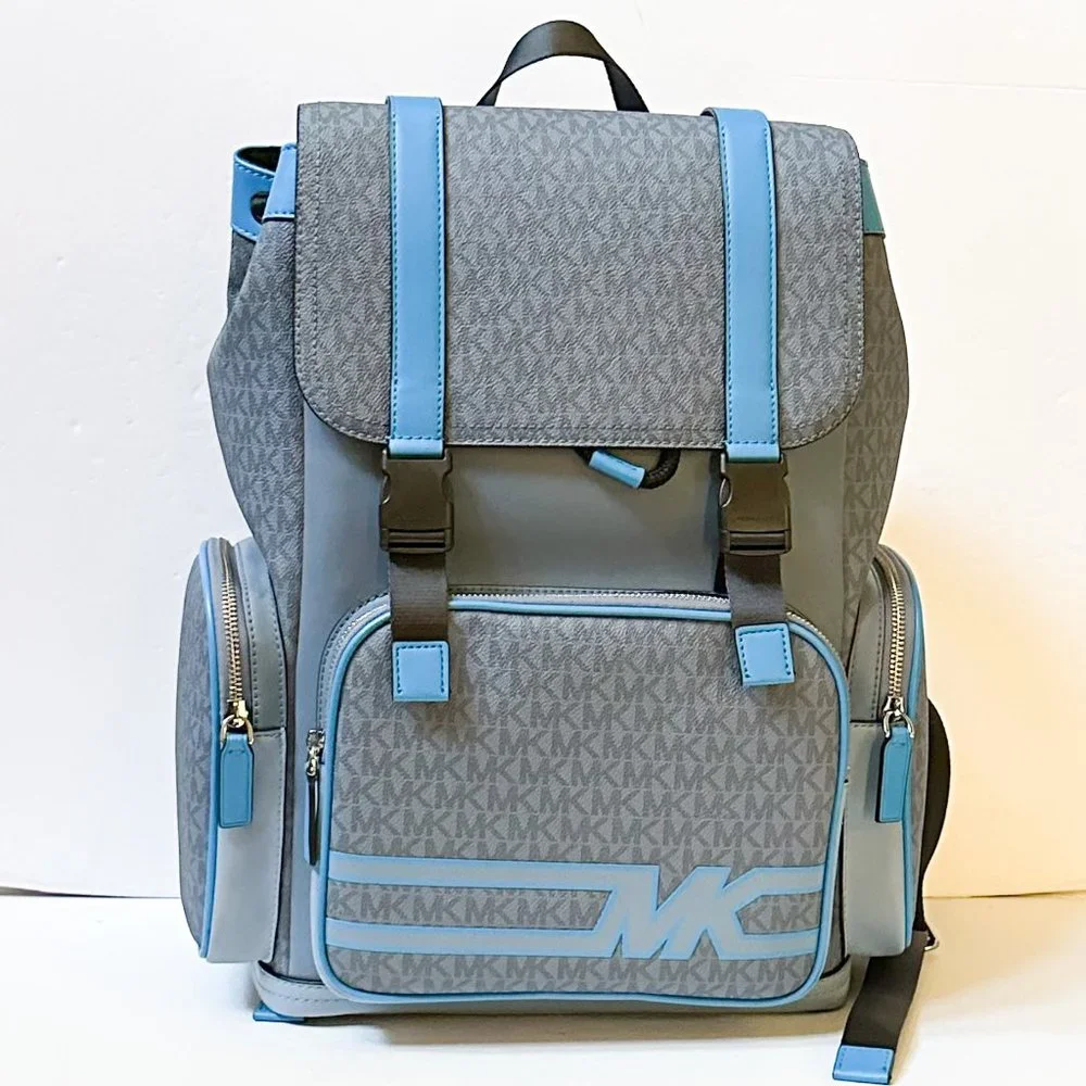 Michael Kors Cooper Utility Rucksack Flap Pocket Large Backpack Denim Multi